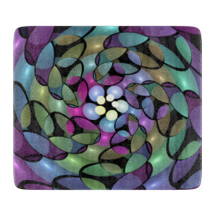 Colourful Movements Abstract Trippy Fractal Art Cutting Board