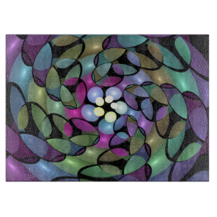 Colourful Movements Abstract Trippy Fractal Art Cutting Board