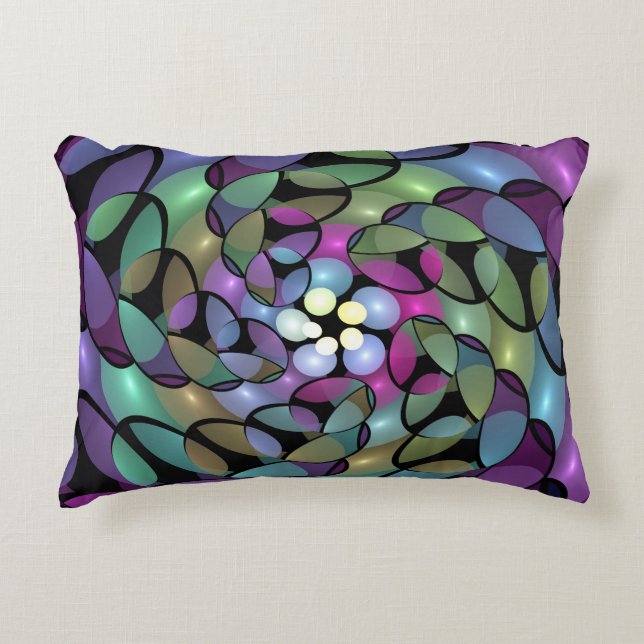 Colourful Movements Abstract Trippy Fractal Art Decorative Cushion (Front)