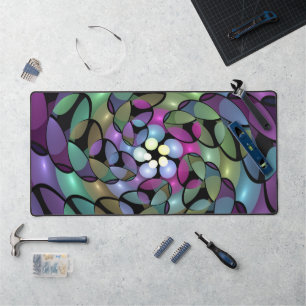 Colourful Movements Abstract Trippy Fractal Art Desk Mat