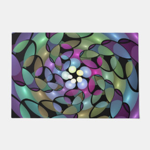 Colourful Movements Abstract Trippy Fractal Art Doormat