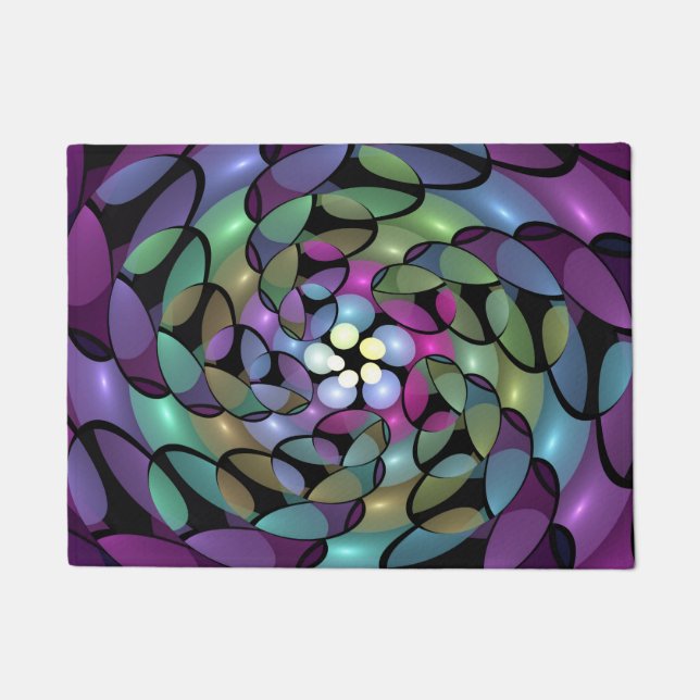 Colourful Movements Abstract Trippy Fractal Art Doormat (Front)