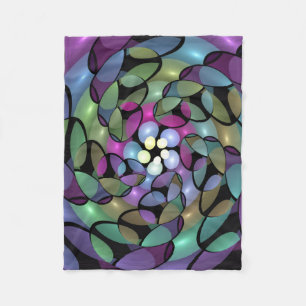 Colourful Movements Abstract Trippy Fractal Art Fleece Blanket