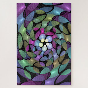 Colourful Movements Abstract Trippy Fractal Art Jigsaw Puzzle
