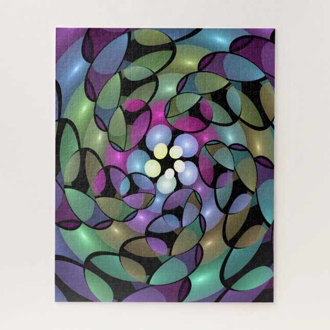 Colourful Movements Abstract Trippy Fractal Art Jigsaw Puzzle (Vertical)