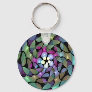 Colourful Movements Abstract Trippy Fractal Art Key Ring