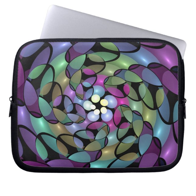 Colourful Movements Abstract Trippy Fractal Art Laptop Sleeve (Front)