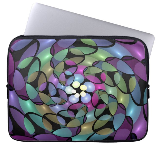 Colourful Movements Abstract Trippy Fractal Art Laptop Sleeve (Front)