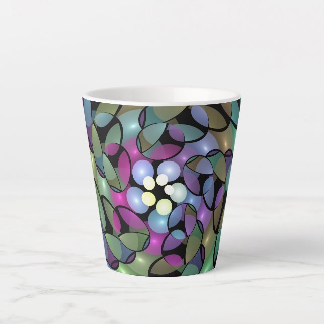 Colourful Movements Abstract Trippy Fractal Art Latte Mug (Front)