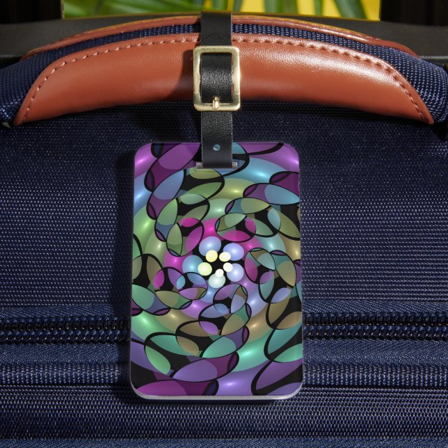 Colourful Movements Abstract Trippy Fractal Art Luggage Tag (Front Insitu 2)