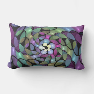 Colourful Movements Abstract Trippy Fractal Art Lumbar Cushion