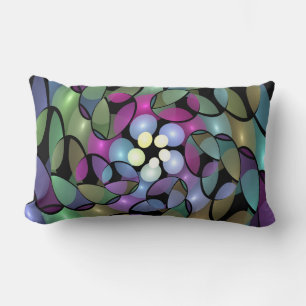 Colourful Movements Abstract Trippy Fractal Art Lumbar Cushion