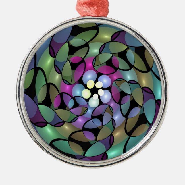 Colourful Movements Abstract Trippy Fractal Art Metal Ornament (Front)