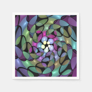 Colourful Movements Abstract Trippy Fractal Art Napkin