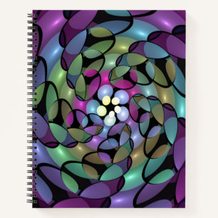 Colourful Movements Abstract Trippy Fractal Art Notebook