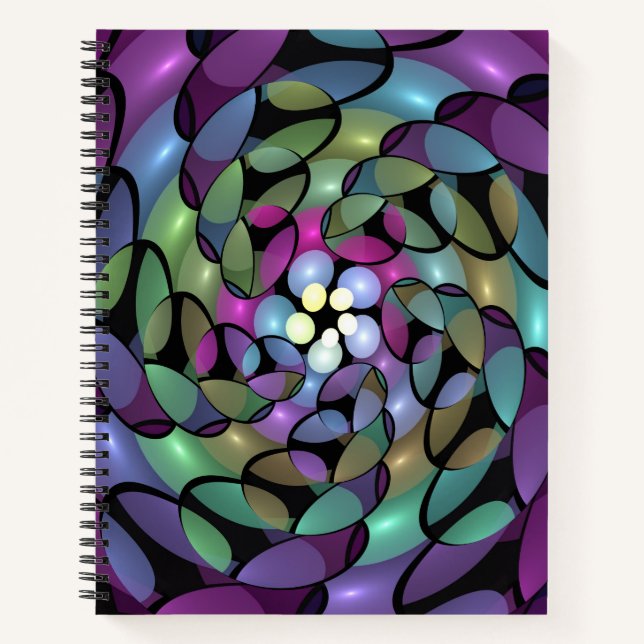 Colourful Movements Abstract Trippy Fractal Art Notebook (Front)