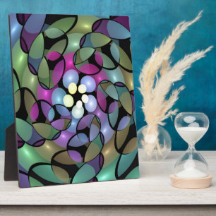 Colourful Movements Abstract Trippy Fractal Art Plaque