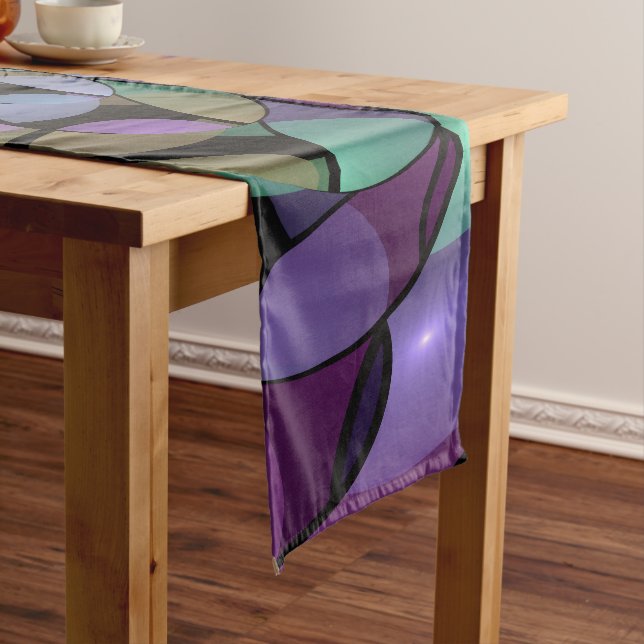 Colourful Movements Abstract Trippy Fractal Art Short Table Runner (In Situ)