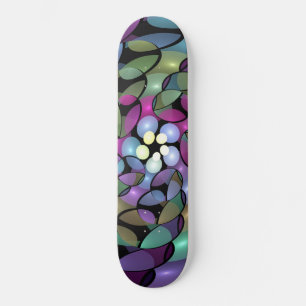 Colourful Movements Abstract Trippy Fractal Art Skateboard