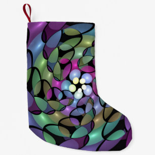 Colourful Movements Abstract Trippy Fractal Art Small Christmas Stocking