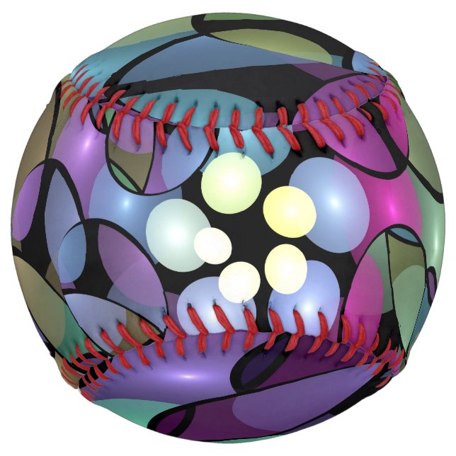 Colourful Movements Abstract Trippy Fractal Art Softball (Front)