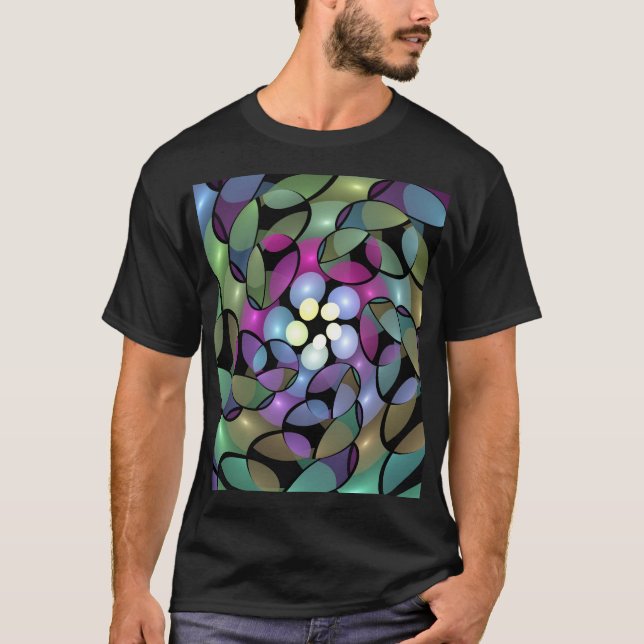 Colourful Movements Abstract Trippy Fractal Art T-Shirt (Front)