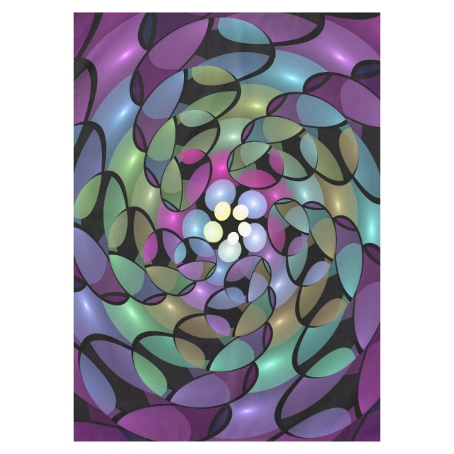 Colourful Movements Abstract Trippy Fractal Art Tablecloth (Front)