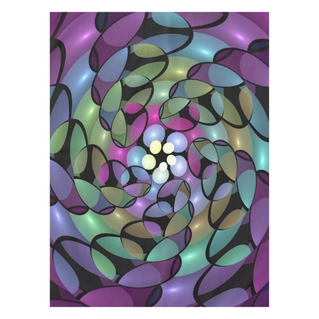 Colourful Movements Abstract Trippy Fractal Art Tablecloth (Front)