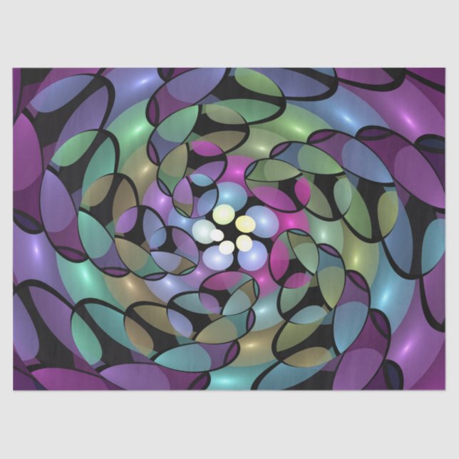 Colourful Movements Abstract Trippy Fractal Art Tissue Paper (Front)