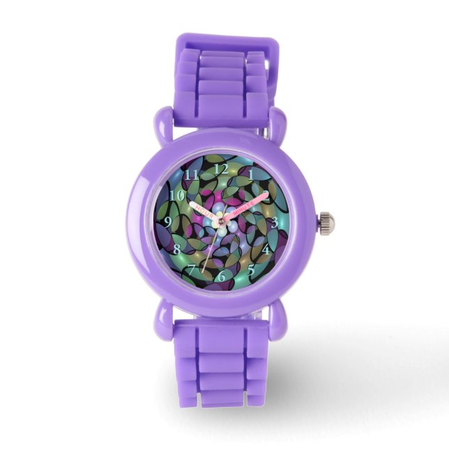 Colourful Movements Abstract Trippy Fractal Art Watch (Front)