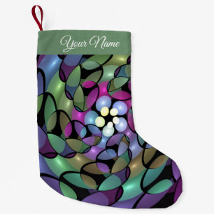 Colourful Movements Abstract Trippy Fractal Name Small Christmas Stocking