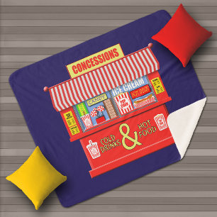 Colourful Movie Theatre Concessions Stand Sherpa Blanket