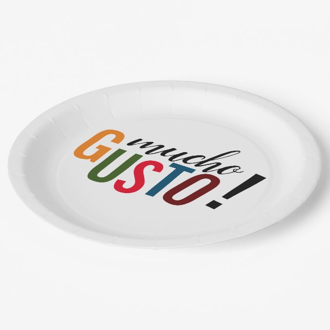Colourful Mucho Gusto! Pleased to Meet You Paper Plate (Angled)