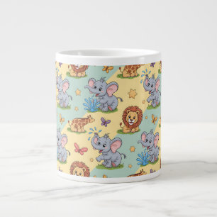 Colourful mug with playful animal illustrations