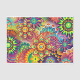 Colourful Multi Colour Floral Mandala Decoupage Tissue Paper