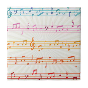 Colourful Multi colour Music note Musician   Ceramic Tile