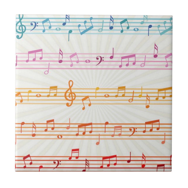 Colourful Multi colour Music note Musician   Ceramic Tile (Front)