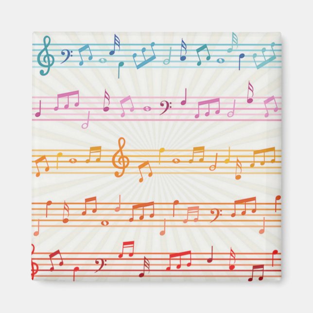 Colourful Multi colour Music note Musician  Keycha Magnet (Front)