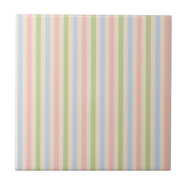 Colourful Multi-Colour Stripe Abstract Style Patte Ceramic Tile (Front)