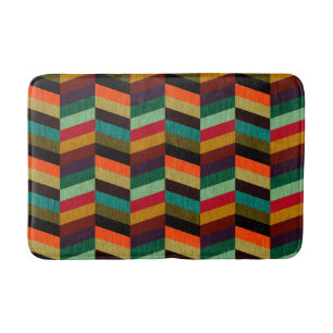 Colourful Multi-Coloured Herringbone Pattern Bath Mat