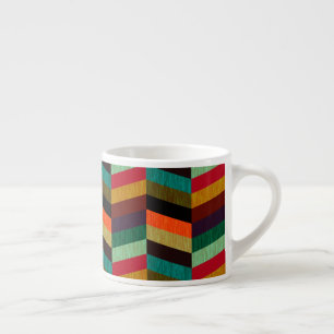 Colourful Multi-Coloured Herringbone Pattern Espresso Cup