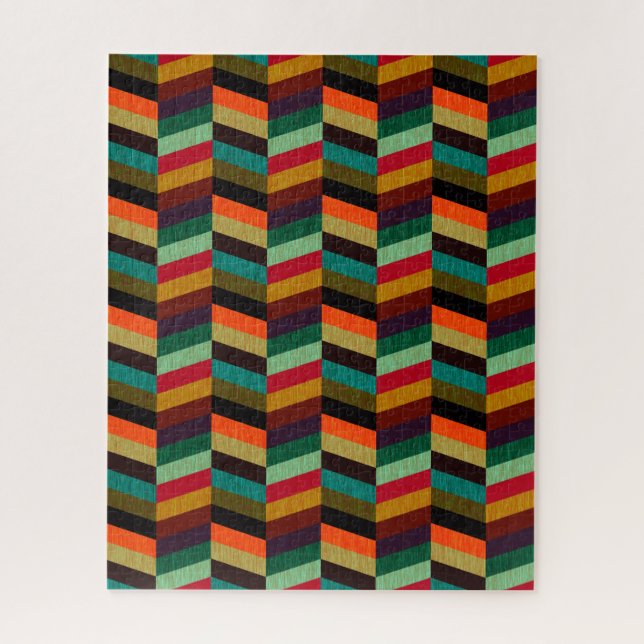 Colourful Multi-Coloured Herringbone Pattern Jigsaw Puzzle (Vertical)