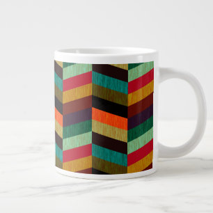 Colourful Multi-Coloured Herringbone Pattern Large Coffee Mug