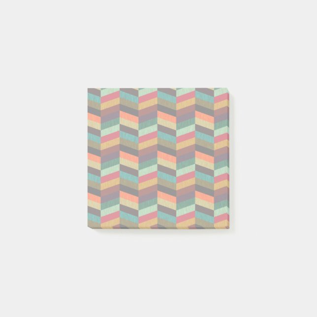 Colourful Multi-Coloured Herringbone Pattern Post-it Notes (Front)