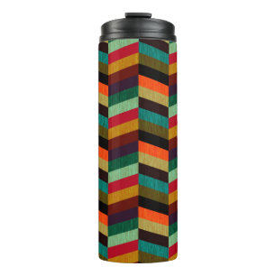 Colourful Multi-Coloured Herringbone Pattern Thermal Tumbler