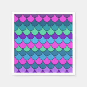 Colourful Multi-Coloured Mermaid Birthday Party Napkin