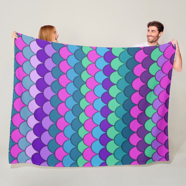 Colourful Multi-Coloured Mermaid Decor Fleece Blanket (In Situ)