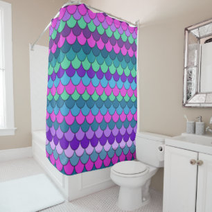 Colourful Multi-Coloured Mermaid Shower Curtain