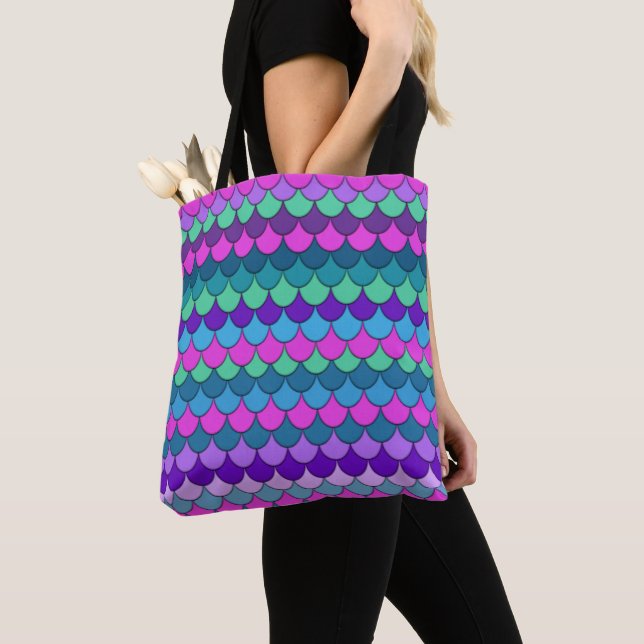 Colourful Multi-Coloured Mermaid Tote Bag (Close Up)