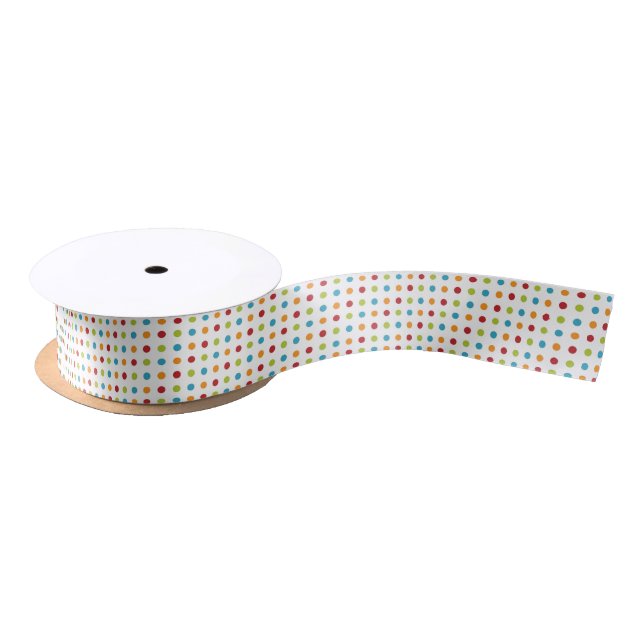 Colourful Multi-Coloured Polka Dots Satin Ribbon (Spool)